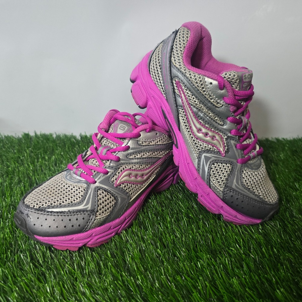 Saucony 1M Pink Silver Cohesion 6 LTT Running Shoes Girls Athletic Sneakers
